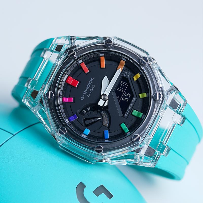Casio Чоловічий Чорний Годинник Серії 48.5 мм з Подвійним Рідкокристалічним/Аналоговим Дисплеєм GA-2100-1A-