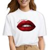 Maycaur Sexy Lips Print Women T Shirt Fashion Funny Clothes Tees Lady Summer Short Sleeve O-neck T-shirt for Girls Female Cloth