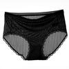 Underwear Women Sexy Ice Silk Transparent Lace Mid Waist Panties Breathable Antibacterial Bottom Crotch Briefs Plus Size Women