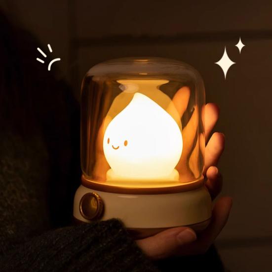 LED Bedside Lamp Flameless Candle Lamp Adjustable Brightness Timer Function Rechargeable Night Light