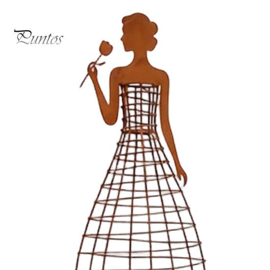Creative Landscaping Ornaments for Outdoors Metal Elegant Lady Garden Trellis, Weatherproof Plant Trellis Outdoor Easy Install Ground Stake