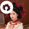 Baroque Style Floral Headband With Cloth Fabric Roses For Women Gothic Wedding Hair Accessories Dark Black Red