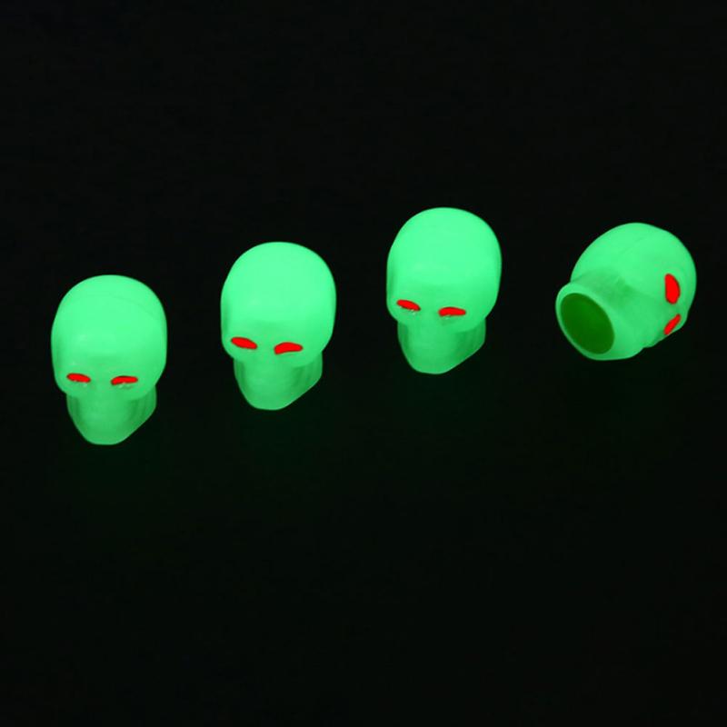 Totenkopf-Reifen-Leuchtventile, Kappe, Auto, Motorrad, Fahrrad, fluoreszierende Ventilschaftkappen, nachtleuchtende Düse