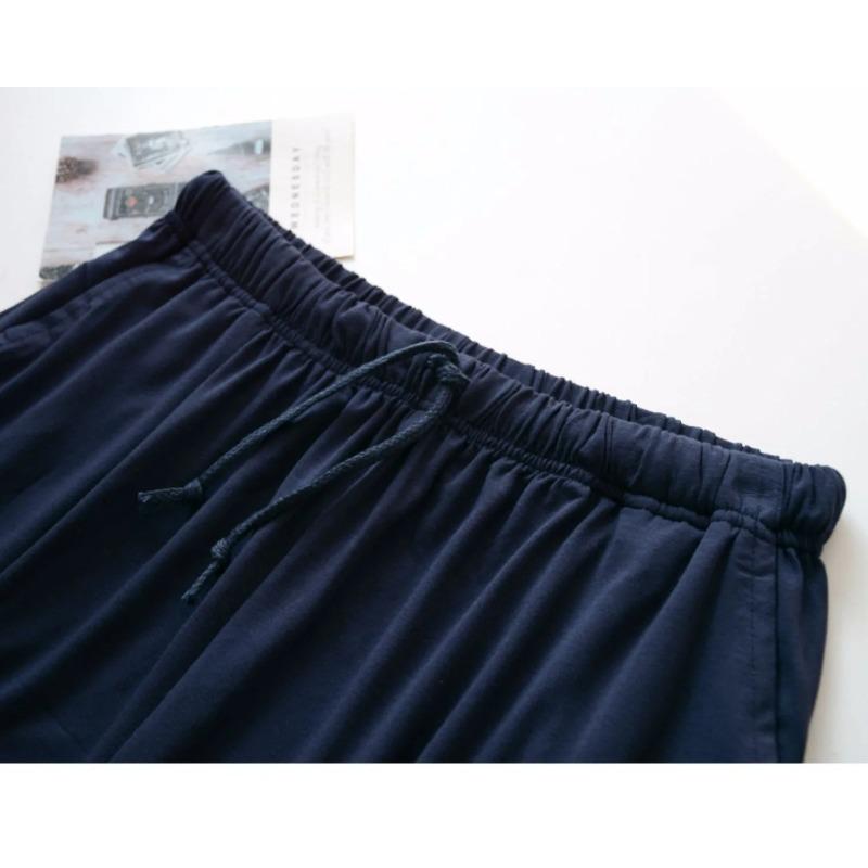 Herren Neuer Sommer Modal Pyjama Kurzarm Shorts Gestreiftes T-Shirt Bequem Übergröße Hausanzug Schlafbekleidung Herren