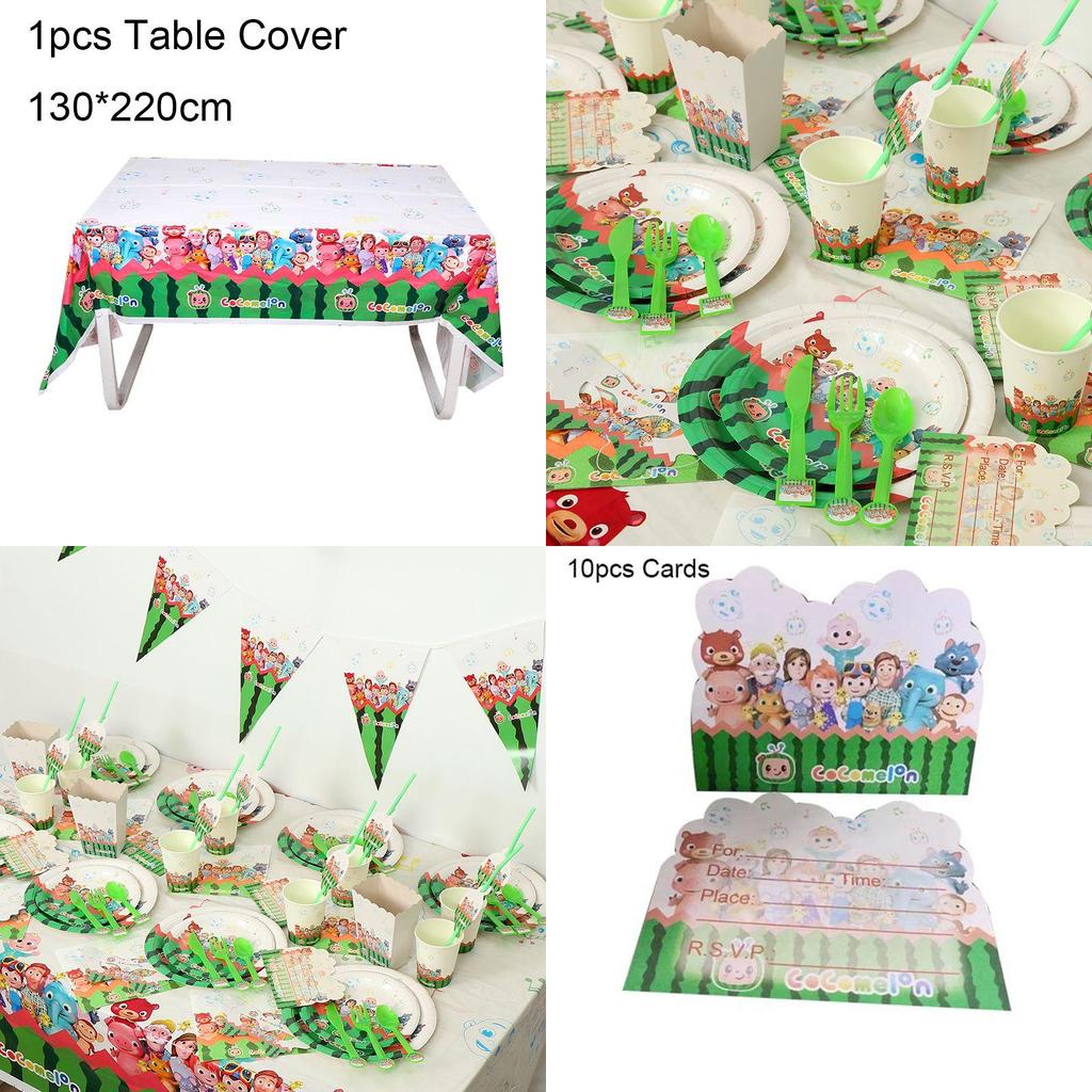 Colorful Cocomelon Party Supplies For Kids Birthday Celebrations With Plates And Banners