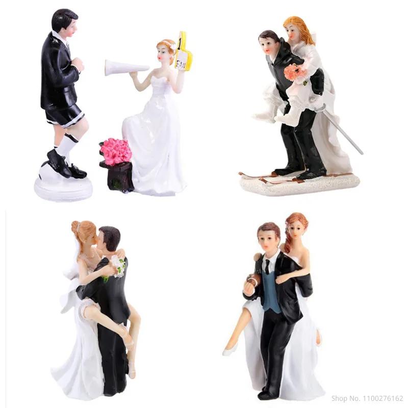 Topper divertenti per torta nuziale Bambole Romantici Sposi Figure Stand Topper Decorazioni Forniture Sposarsi Statuetta in Resina