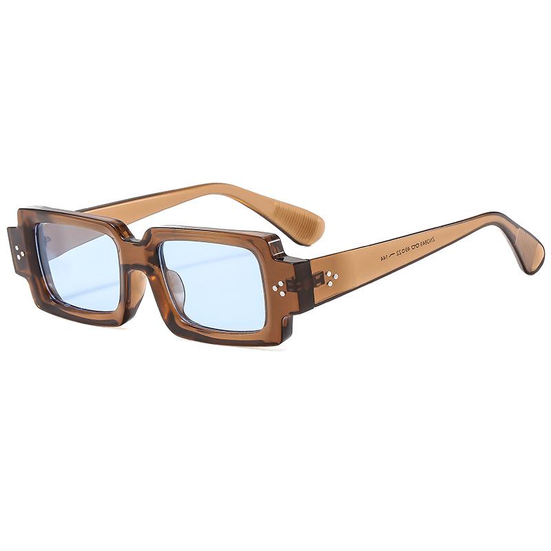Timeless High End Designer Style Retro Trendy Edgy Punk Riveted Square Shaped Female For Both Male Sun Glasses