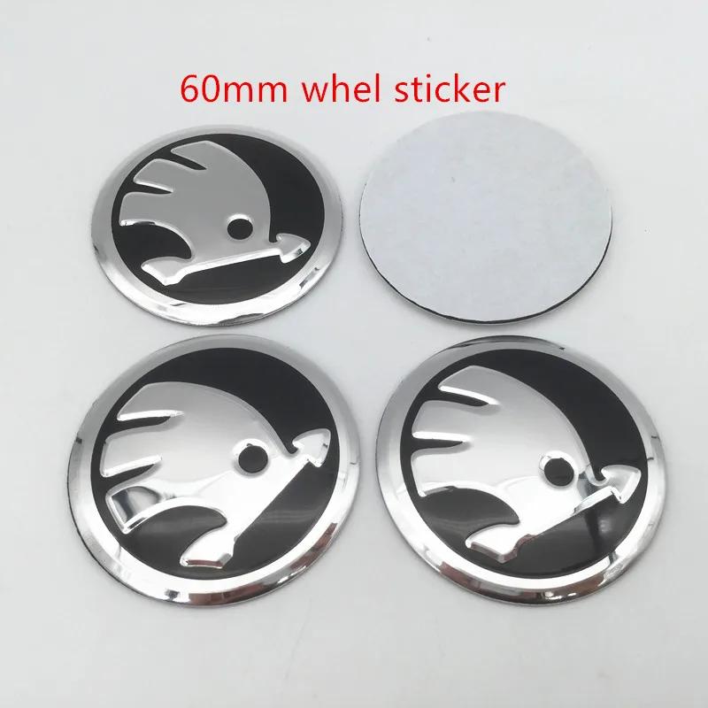 KJGK5 4pcs 3D 56mm 60mm 65mm 70mm 75mm For Skoda Car Emblem Wheel Hub Center Cap Badge Covers Sticker Decals Styling Accessories