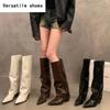 Street Style Women Knee High Boots Fashion Thick Heels Shoes Autumn Winter Ladies Concise Long Botas De Mujer