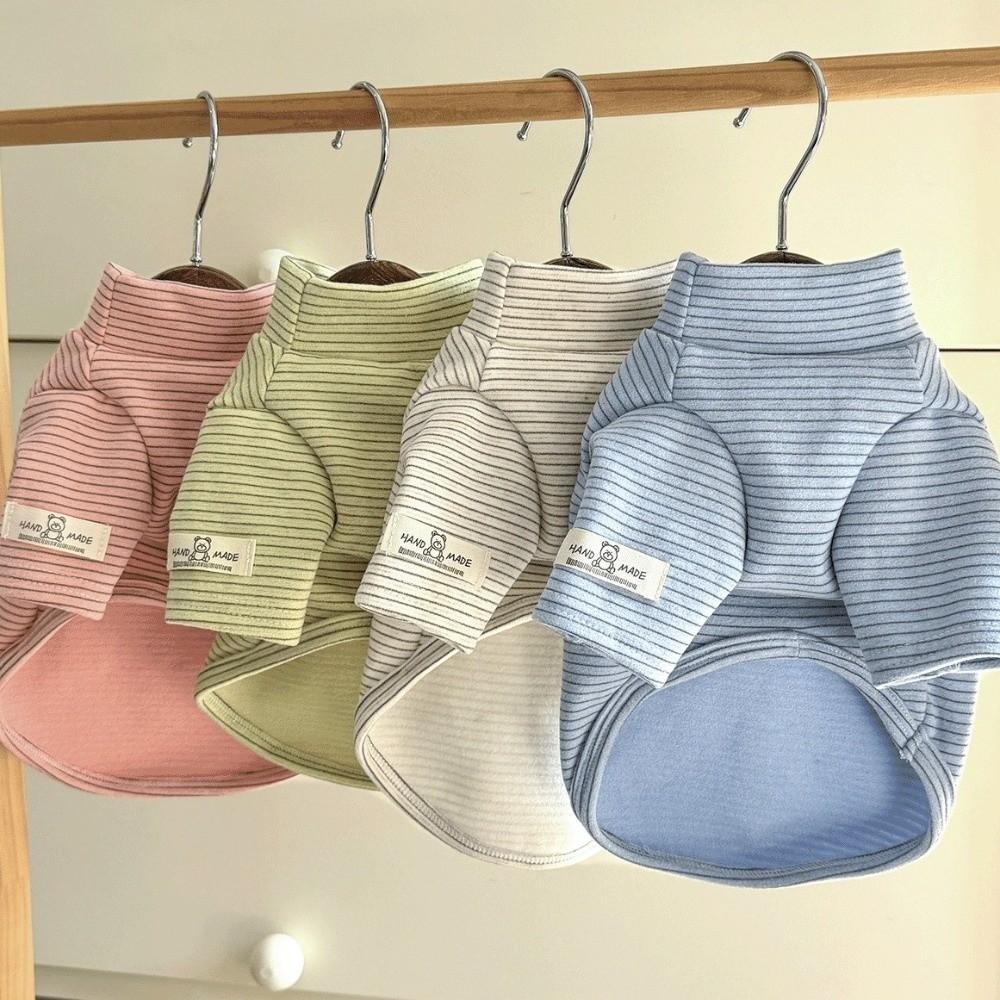 Striped Pattern Pet Bottoming Shirt Warm High Collar Puppy Hoodies Soft Multi-Color Dog T-Shirts Outdoor Protection