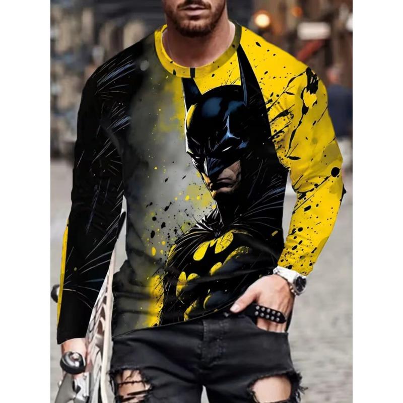 Men's Casual Autumn and Winter Printed Long-sleeved Crew Neck T-shirt