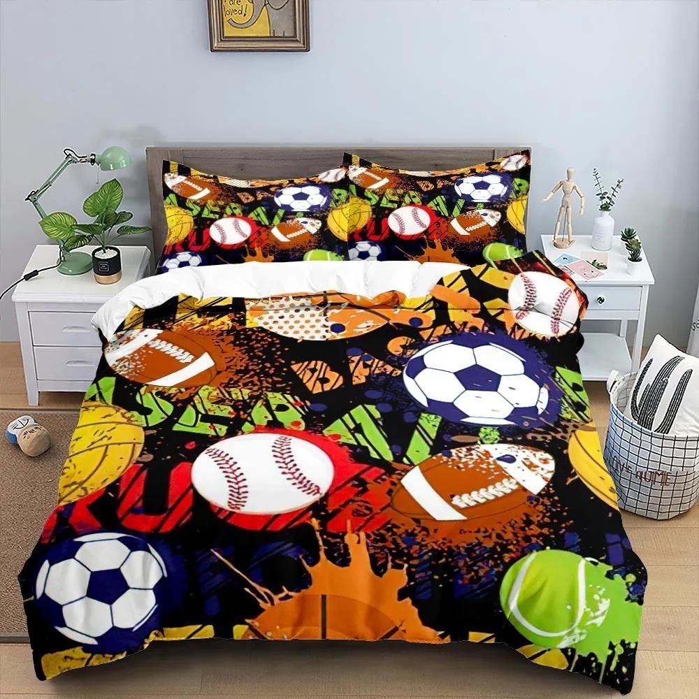 Cool Football Soccer 3D Duvet Cover Pillowcases Bedding Set For Boys Room Decor Twin Queen King Size