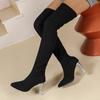 Winter Heißer Verkauf Hohe Qualität frauen Stiefel Mode Spitzen Einfarbig Ärmel High Heels frauen Hohe Socke Stiefel
