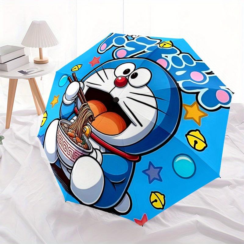 Doraemon Automatic Folding Umbrella, 8 Ribs for All-Season Use, Portable for Travel & Outdoor Activities a0819051