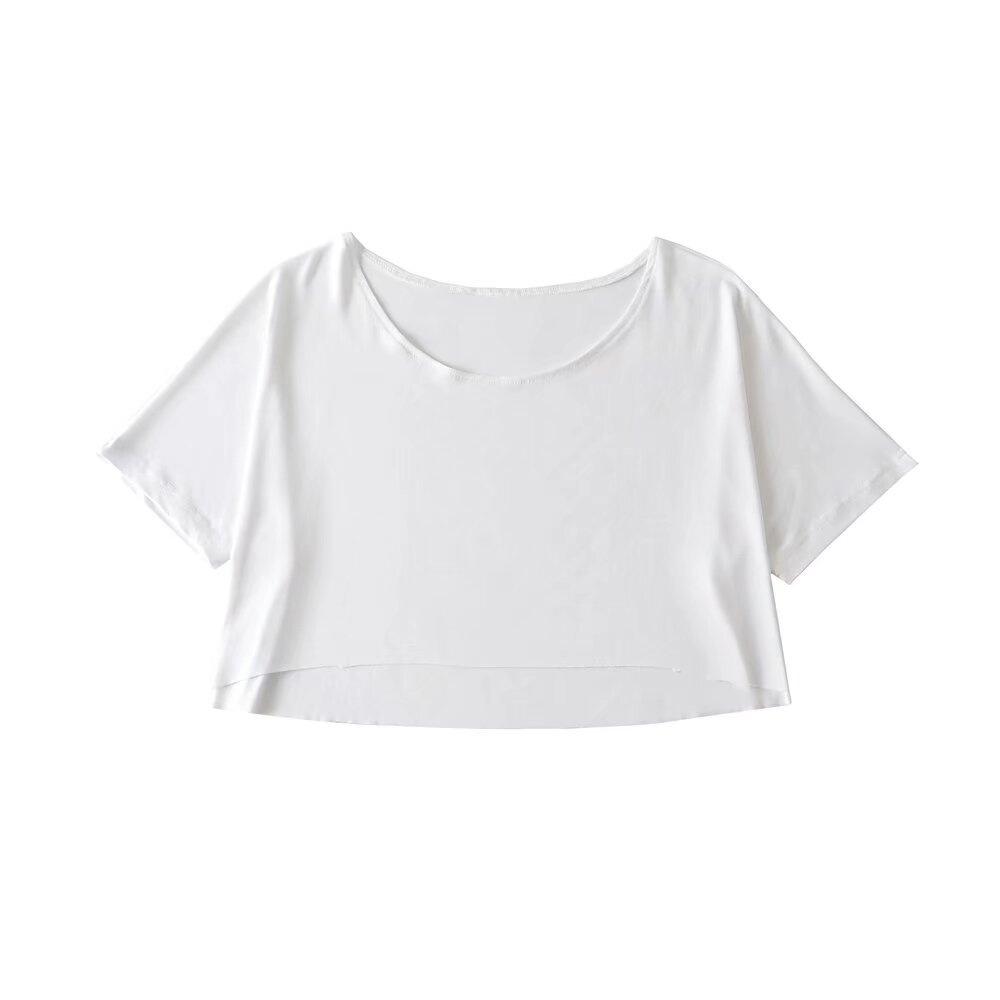 Trendy Women's European & American Style Round Neck Half Sleeve Crop Top