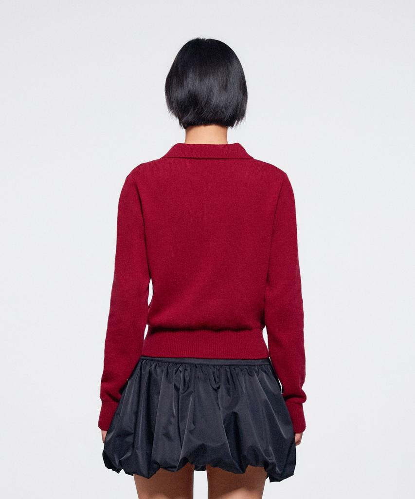 ERA Women Wool Blend Polo Sweater - Deep Burgundy