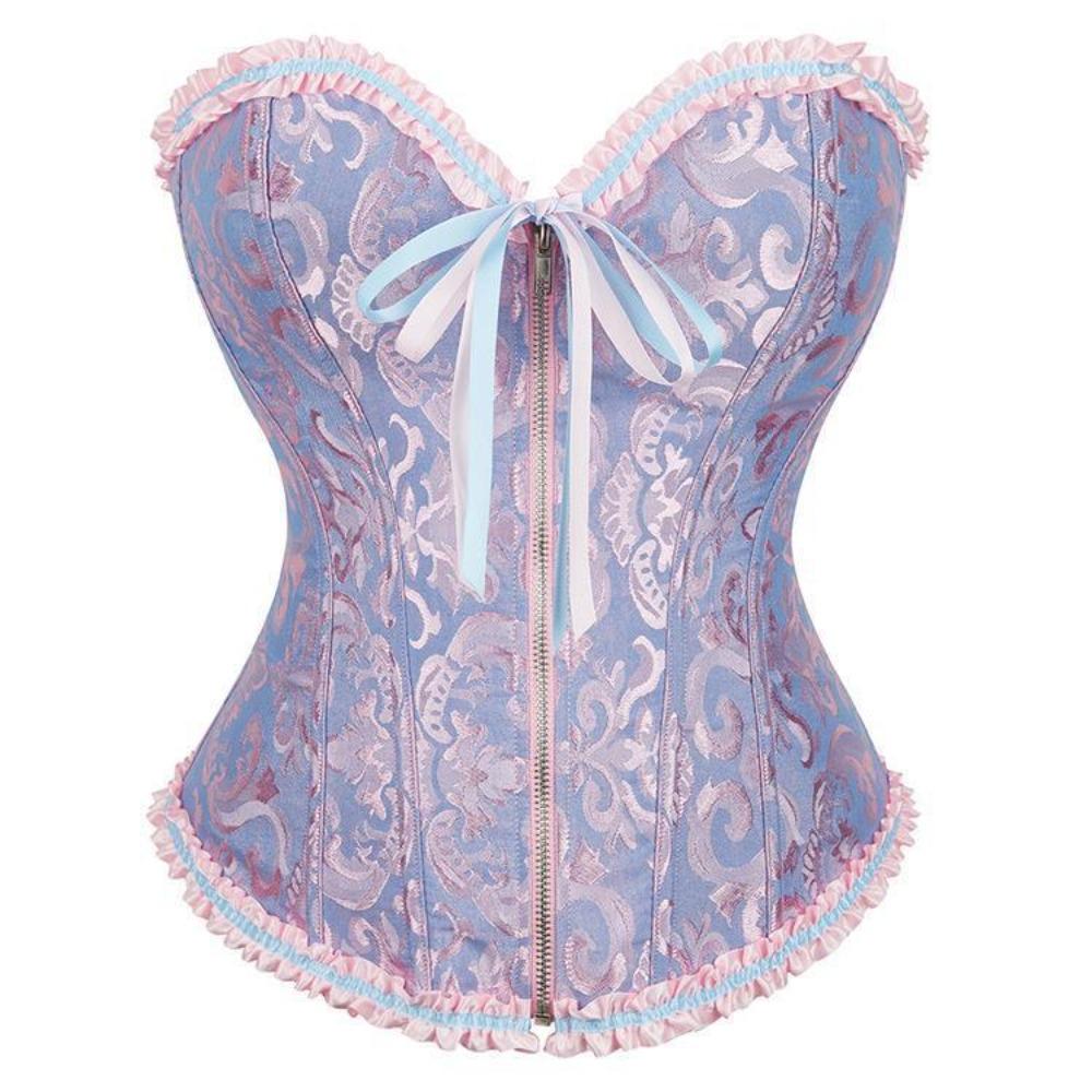 Zamek Żakardowy Korset Pod Biust Sznurowany Korset ze Stalowymi Fiszbinami Trener Talii Topy Y2k Żakardowa Tkanina Top Bustier Na Randkę