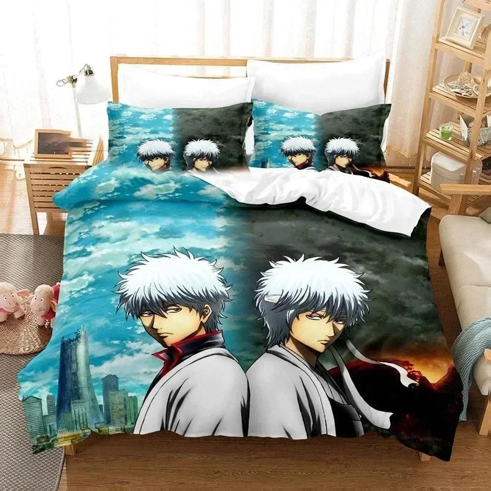 3D Gintama Bedding Set Anime Gintoki Sakata Bedding Set Printed With Pillowcase Duvet Cover Soft Queen King Size Bedclothes Home