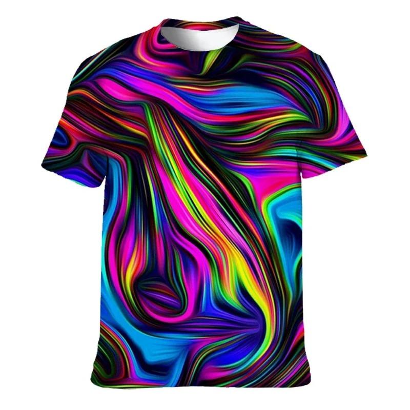 Χρωματιστά T-Shirts για Άνδρες 3D Εκτυπωμένα Νέον Αφηρημένα T-Shirt Κοντομάνικα