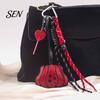 Pumpkin Bag Accessory Faux Leather Keychain Pendant, Halloween Charm with Seasonal Braided Rope, Decorative for Backpacks Handbags Purse Decor