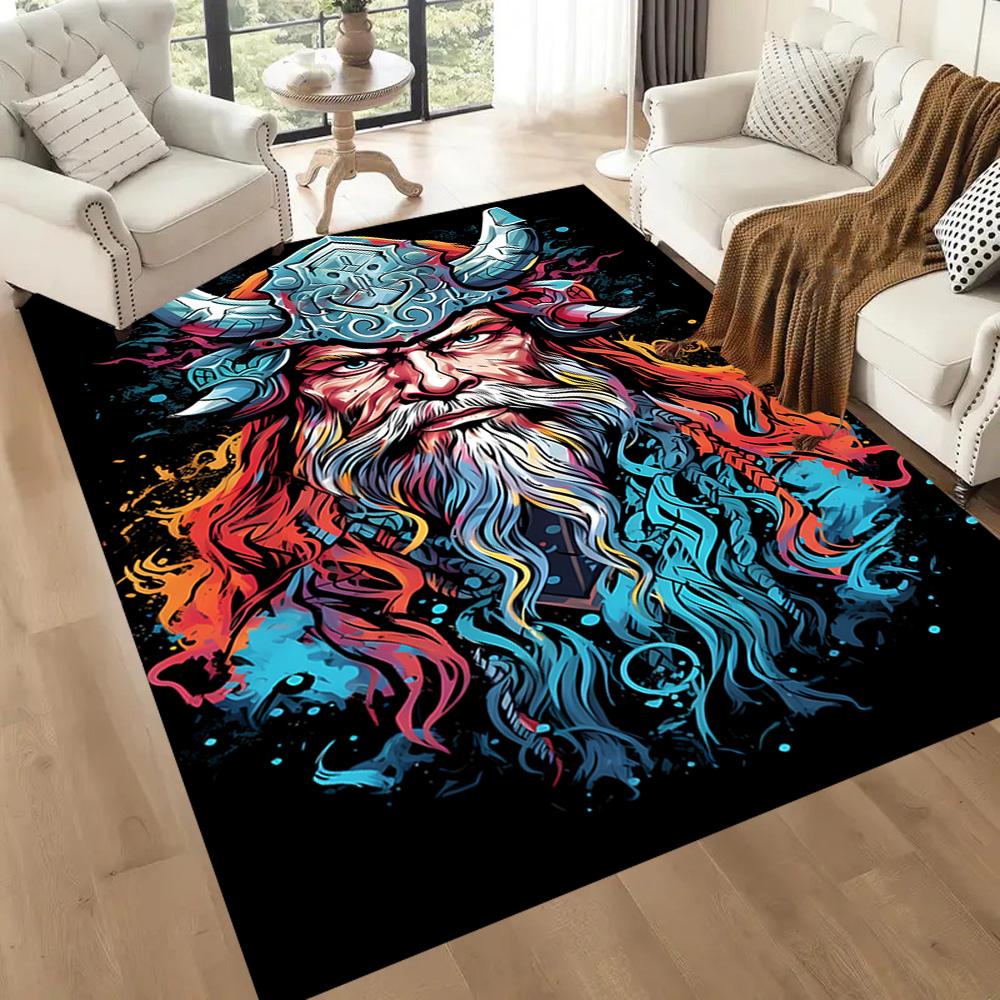 Wikinger-Krieger-Kunstwerk Fußmatten für Wohnzimmer, Schlafzimmer und Zimmerdekoration Sind für Geschenke geeignet.