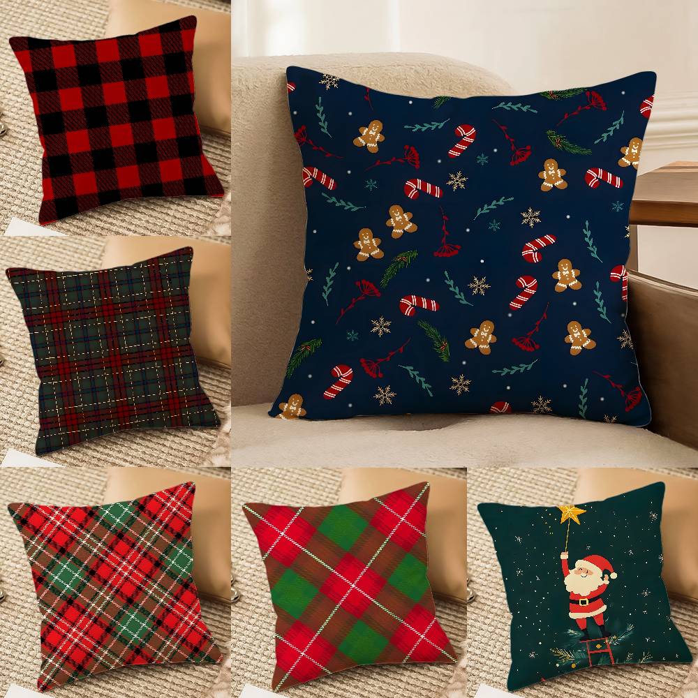 Christmas Special Pillow Case Silky Short Plush With Invisible Zipper Dustproof Sofa Cushion Cover