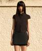Woman Women'S Crinkle Cap Sleeve Crop Shirt [Black]