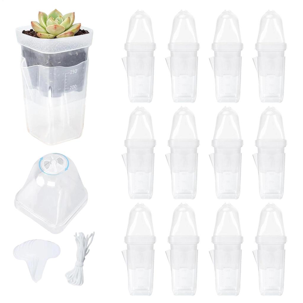 Self Watering Propagation Pots With Humidity Dome Starter Cups With Plant Labels Flower Pot Nursery Pot Transparent
