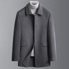 Manteau en laine double face amovible doublé de duvet pour hommes d'âge moyen et âgés, manteau en laine mi-longueur épaissi, veste coupe-vent