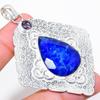 Burmise Sapphire, Amethyst 925 Sterling Silver Jewelry Pendant 2.84" v6P56