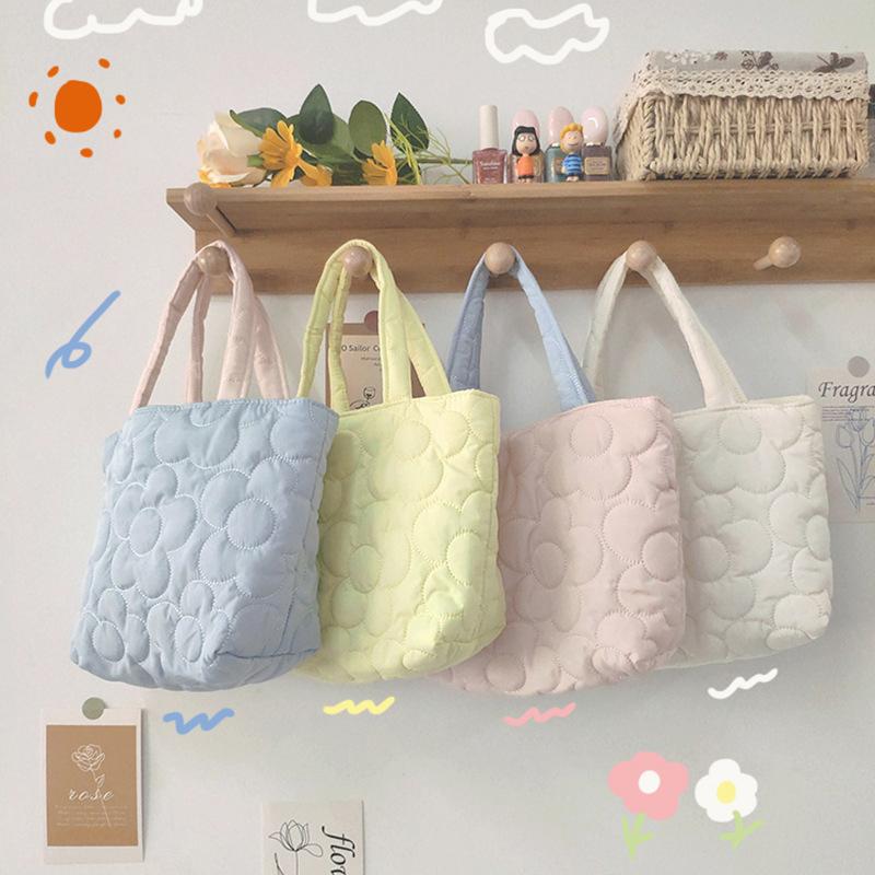 Sac de Rangement Portatif Matelassé Style Coréen pour Snacks Style Ins Sac à Bento Boîte à Lunch Sac à Main Sac Suspendu pour Chariot Sac à Main pour Femmes