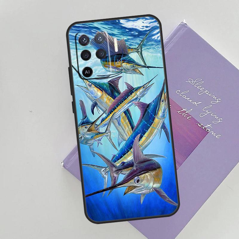 Fishing Gear Fish Phone Case For Oppo A74 A53 A54 A94 A15 A16 A17 A52 A72 A76 A96 A57S A58 A78 A98 Back Cover