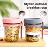 Lot de 4 bocaux hermétiques en verre Mason Cup avec couvercles et cuillères pour lait, céréales, salades de fruits, yaourts
