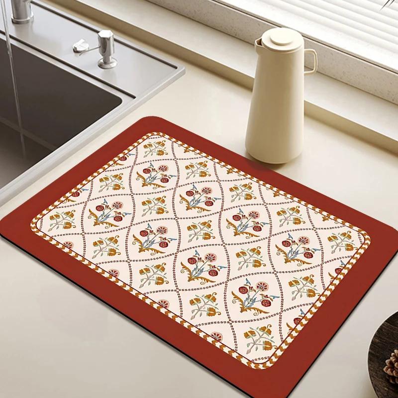 Kitchen Drain Mat Dish Drying Mats Super Absorbent Pad for Tableware Non-slip Placemat Sink Faucet Anti Splash Protector 50x60cm