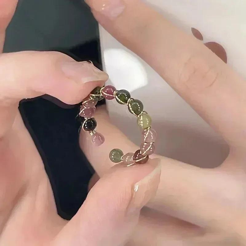 Vintage Enamel Tulip Flower Rings for Women Fashion Simple Sliver Color Adjustable Opening Finger Ring Party Weeding Jewelry
