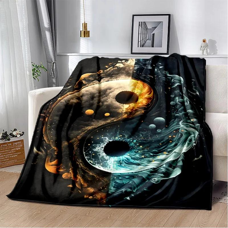 3D Naturalize Yin and Yang Chinese Tai Chi Blanket,Soft Throw Blanket for Home Bedroom Bed Sofa Travel Office Cover Blanket Kids