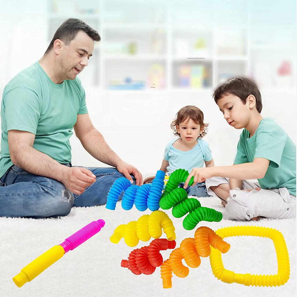Bunte Röhren, Zappelspielzeug, faltbar, für Autismus, Erwachsene, sensorischer Stressabbau, einfaches Spielzeug für Erwachsene und Kinder, lustiges Anti-Stress-Spielzeug