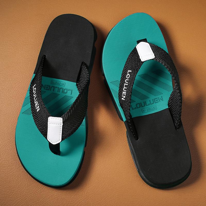 Men Mixed Colors Flip-flops Summer Comfortable Thick Sole Non-Slip Walking Shoes Round Head Lightweight Beach Slippers