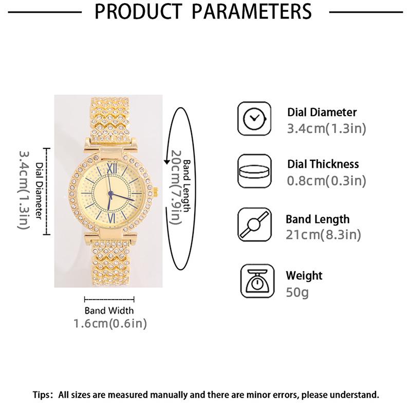 5 Pcs Dainty Quartz Watch with Heart Jewelry Set for Women Rhinestone Watch Double Heart Necklace Bracelet Earrings Ring Set