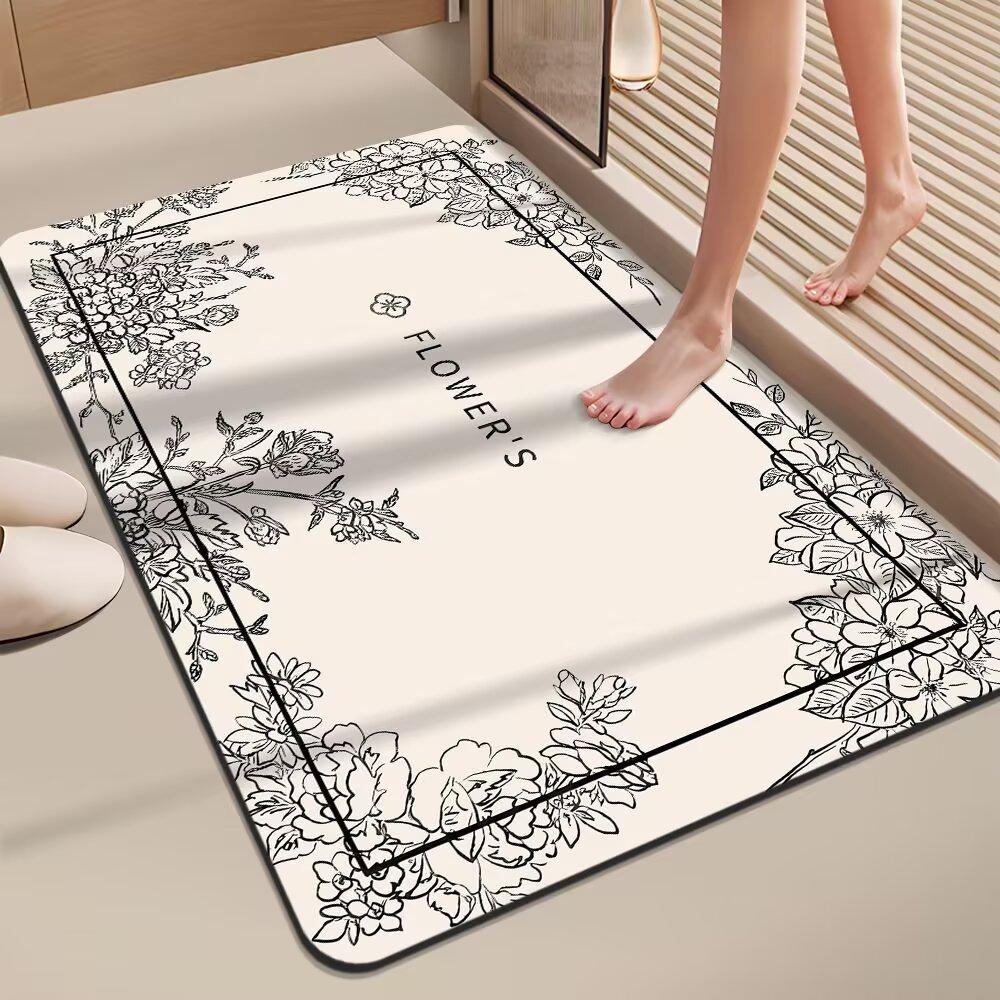 Premium Diatom Mud Bathroom Cushion Toilet Door Moisture-wicking Foot Fine Mat Bathroom Anti Slip Thickened Floor Mat