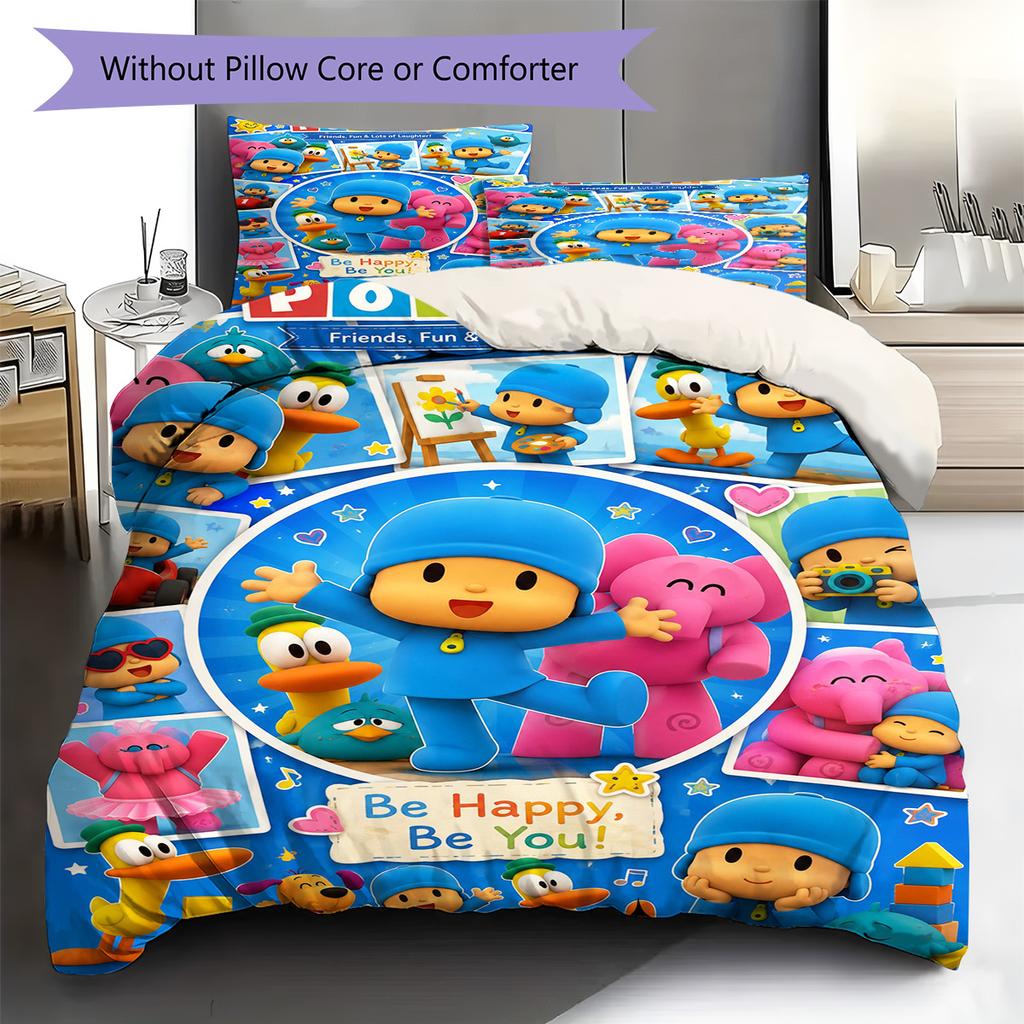Set Biancheria da Letto con Fantasia Pocoyo Copripiumino Federa Decorazione Casa Regalo (1 * copripiumino + 2 * federa, senza nucleo)