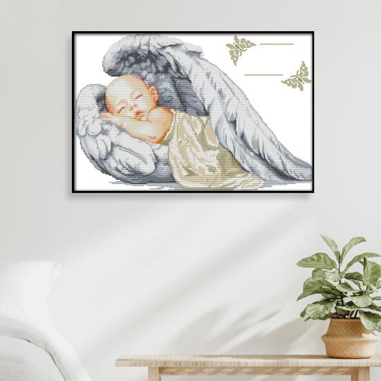 Baby Cross Stitch Smooth Tough Clear Print Colorful Bright Gloss Decorative Eco Cotton Little Angel Birth Certificate Embroidery Kit Birthday Gift