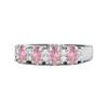 Anel de Casamento Feminino Meia Eternidade Oval CZ Rosa - Prata de Lei 925