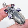 Natural Zebra Jasper, Amethyst 925 Sterling Silver Jewelry Pendant 2.21" AP-13237