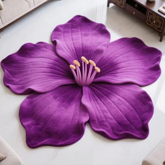 Floor Mat 3D Flower Pattern Crystal Velvet Bathroom Mat Anti-Slip Dot Backing Large Absorbent Quick-Drying Bath Mat