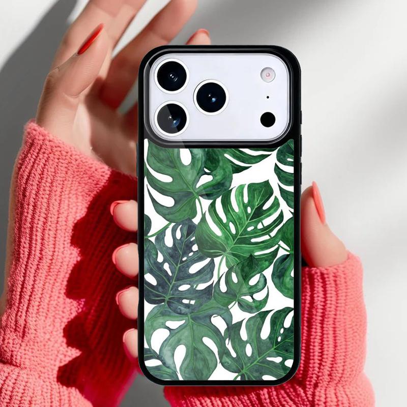 Monstera Flower Tropical Green Leaves Phone Case for iPhone 17 Air 16e 15 14 13 Pro Max Back Cover for 12 11 Pro Coque