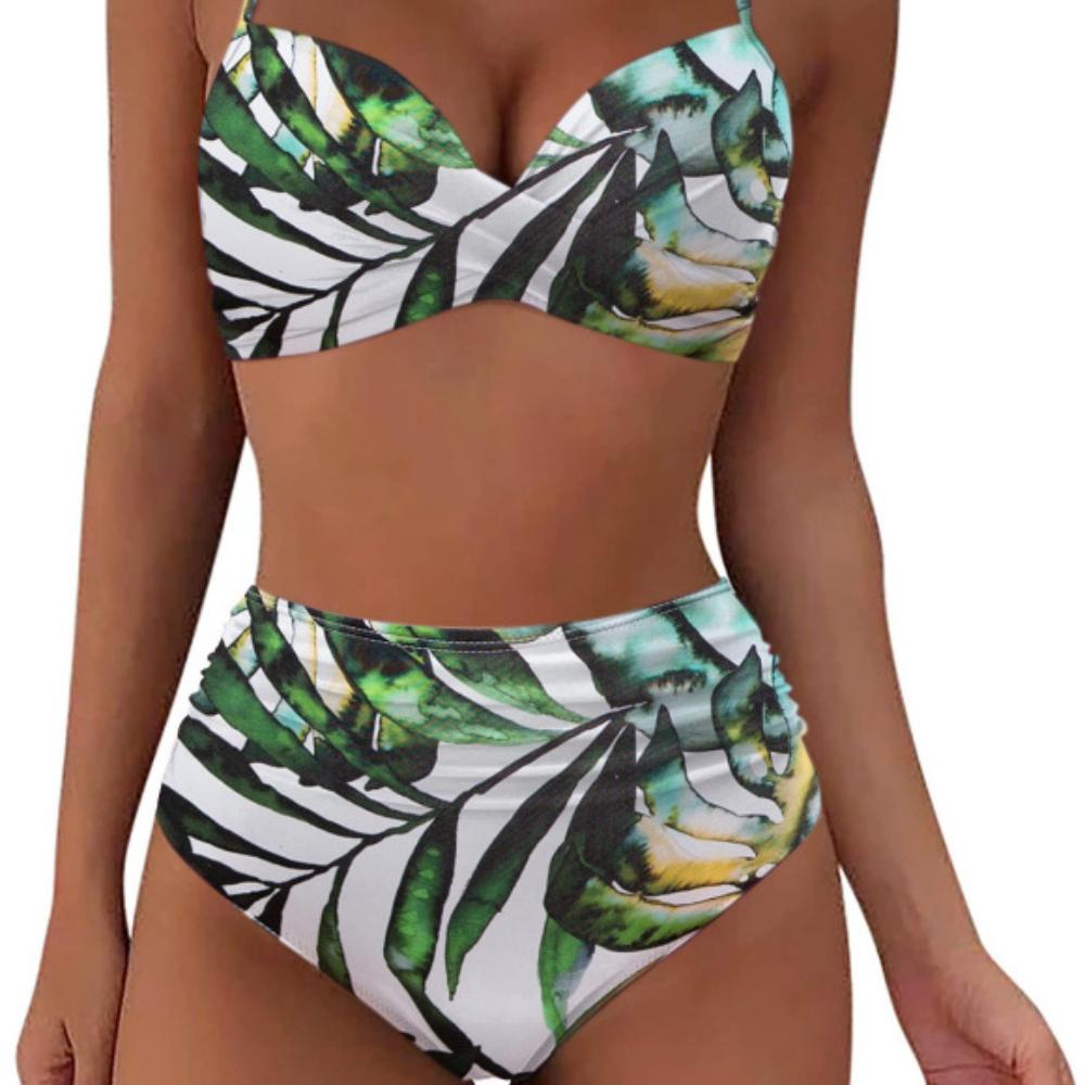 High Waist Bikini  Woman Swimsuit Women Swimwear Bathing Suit Padded Push Up Ruched Swimsuit Women Bikini Set