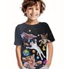Kids Space Cat Short Sleeved Summer Boys T-shirts 3D Printe Children Boys Girls Tops T-Shirts