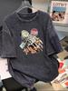 T-shirt Vintage Lavé Coton Surdimensionné pour Femme - Manches Courtes Délavé Style Rétro