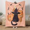 1pc Moon Bat Pumpkin Cat Blanket Seasonal Home Decorative Throw for Room, Cute Gift Idea, Living Room, Travel, Camping, Car Blankets